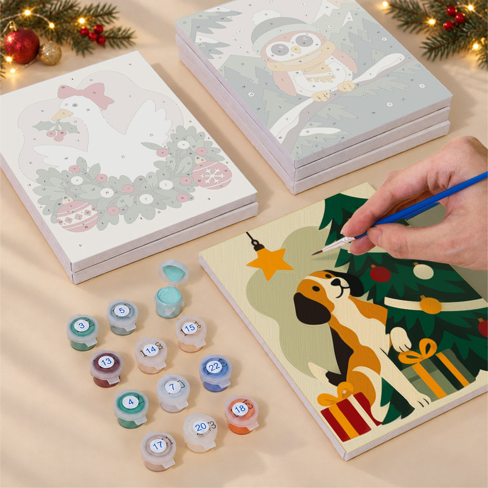 Fair Isle Reindeer and Kitties (Mini Paint by Numbers)