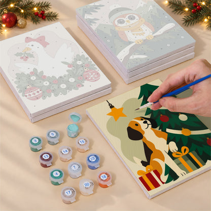 Fair Isle Reindeer and Kitties (Mini Paint by Numbers)