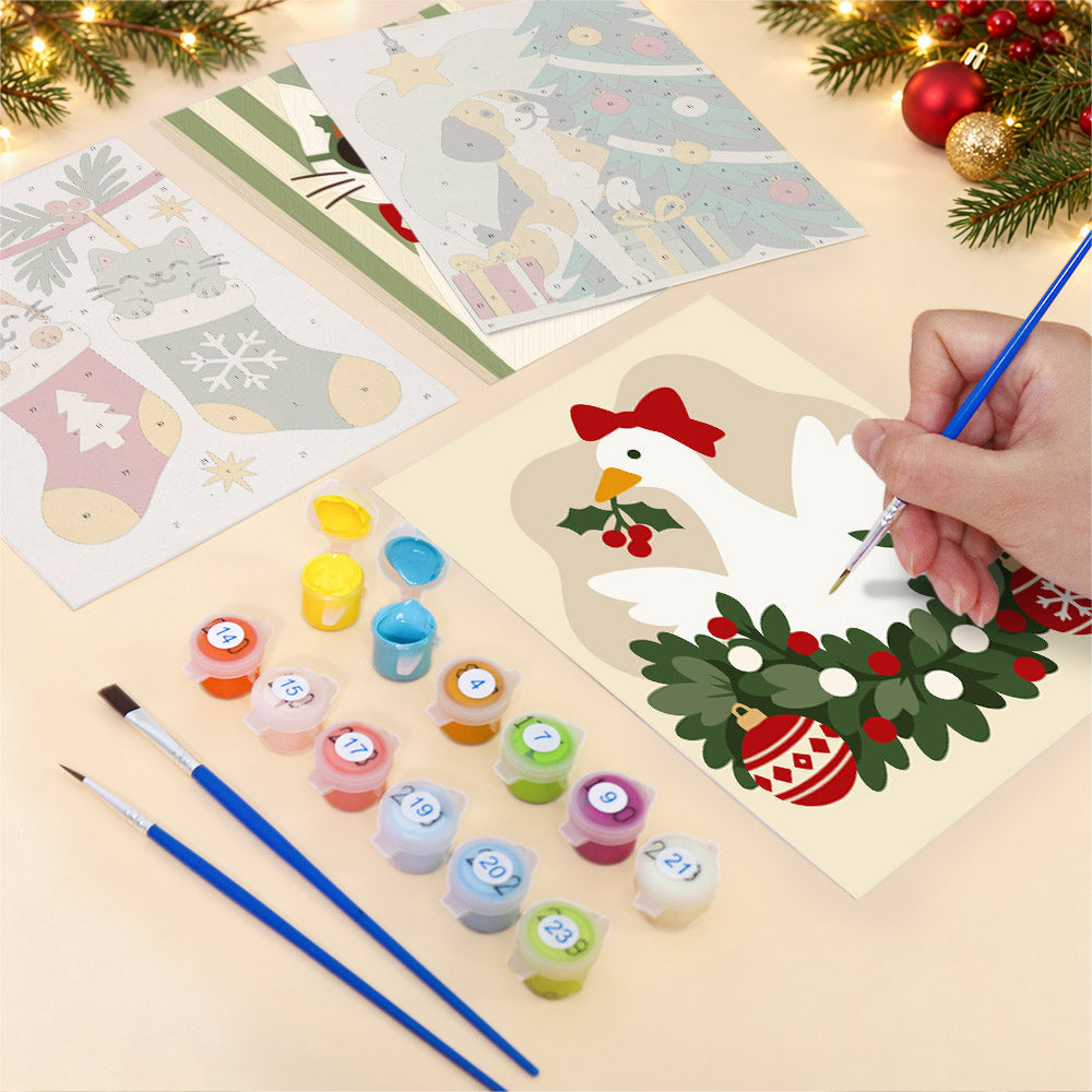 Fair Isle Reindeer and Kitties (Mini Paint by Numbers)