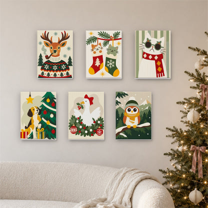 Fair Isle Reindeer and Kitties (Mini Paint by Numbers)