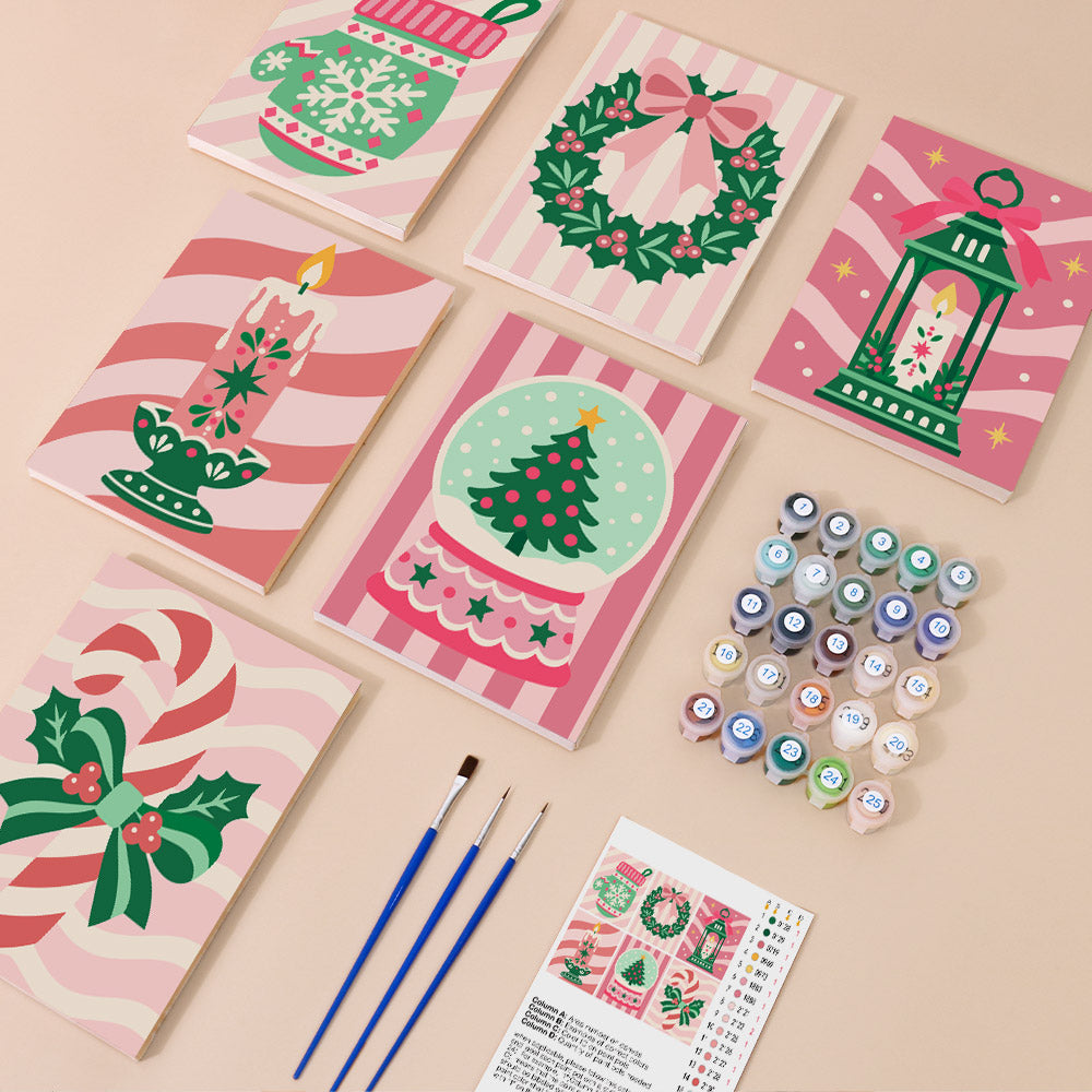 Pink Candy-Stripe Christmas (Mini Paint by Numbers)