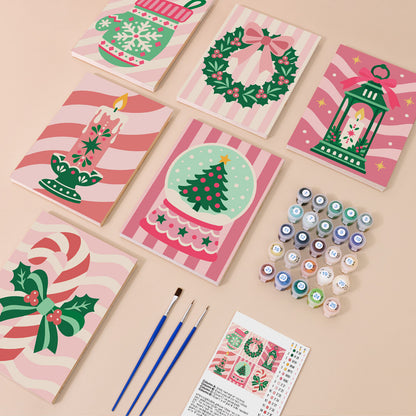 Pink Candy-Stripe Christmas (Mini Paint by Numbers)