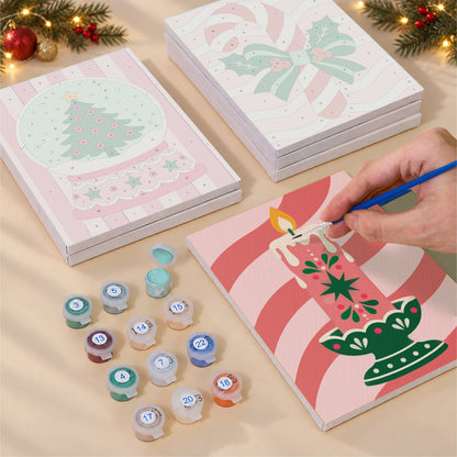 Pink Candy-Stripe Christmas (Mini Paint by Numbers)
