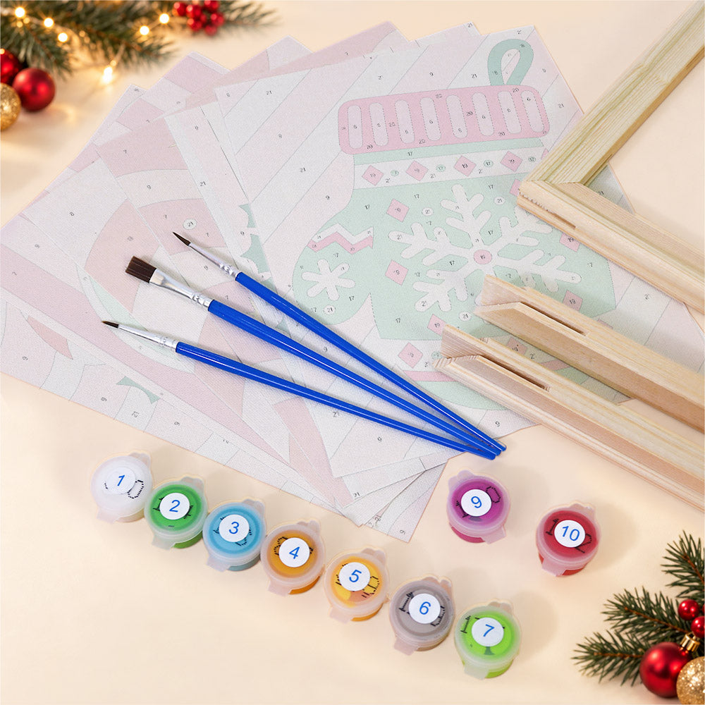 Pink Candy-Stripe Christmas (Mini Paint by Numbers)