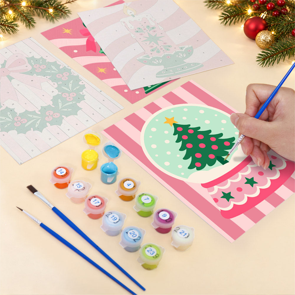 Pink Candy-Stripe Christmas (Mini Paint by Numbers)