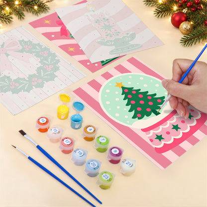 Pink Candy-Stripe Christmas (Mini Paint by Numbers)