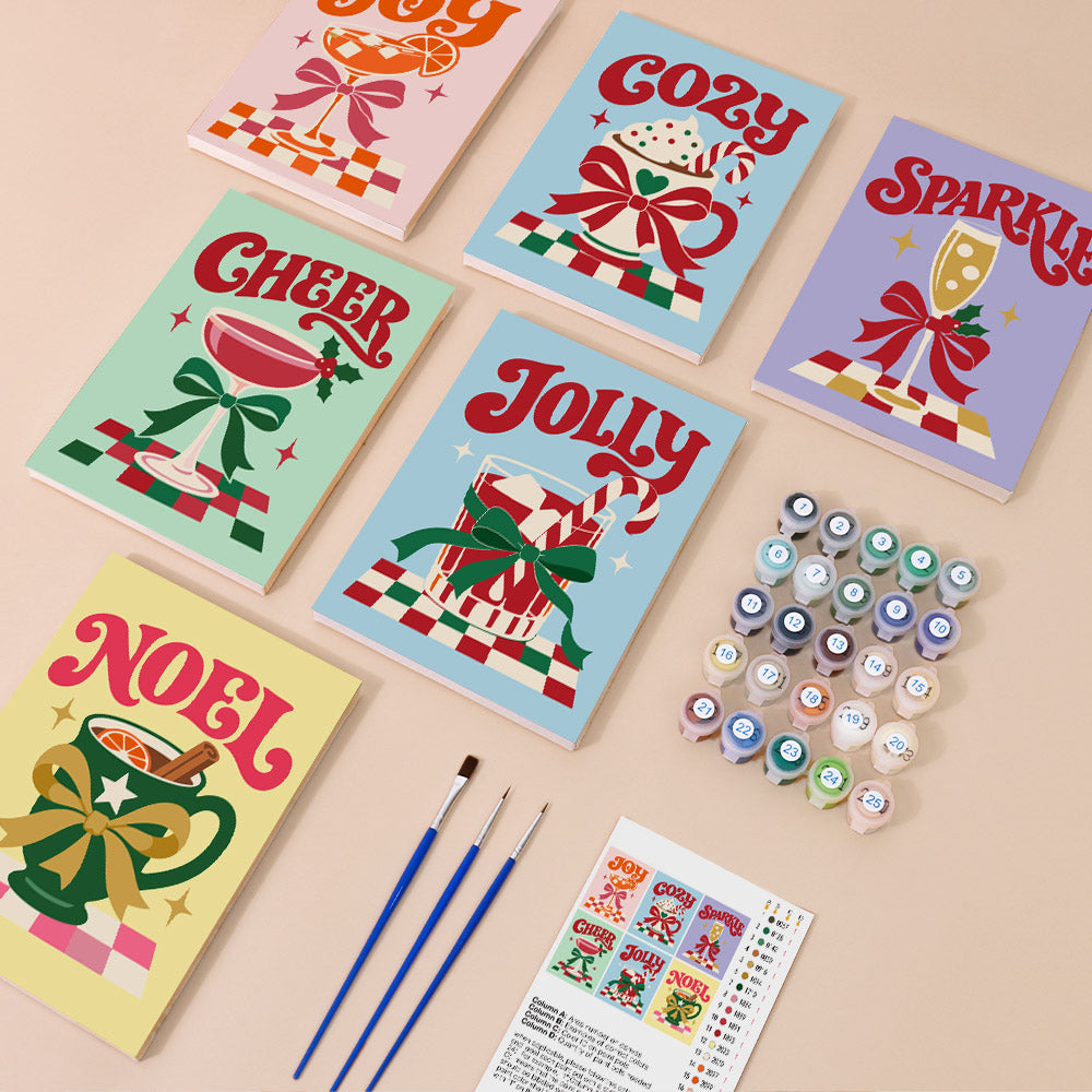 Bow-Tied Holiday Drinks and Cheer (Mini Paint by Numbers)