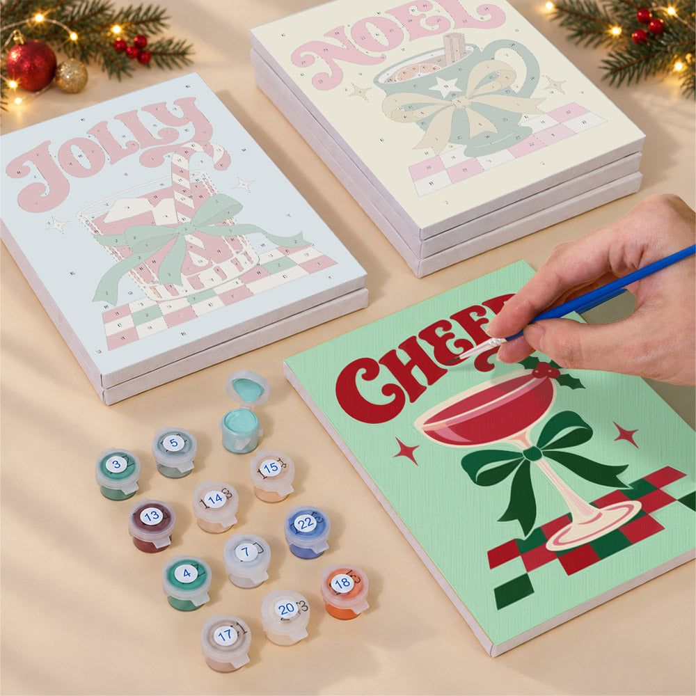 Bow-Tied Holiday Drinks and Cheer (Mini Paint by Numbers)