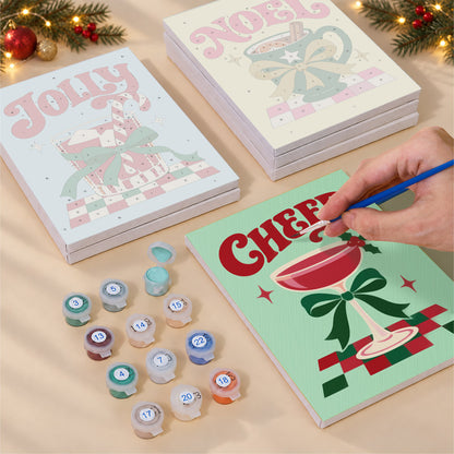 Bow-Tied Holiday Drinks and Cheer (Mini Paint by Numbers)