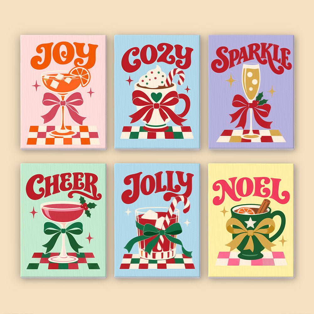 Bow-Tied Holiday Drinks and Cheer (Mini Paint by Numbers)