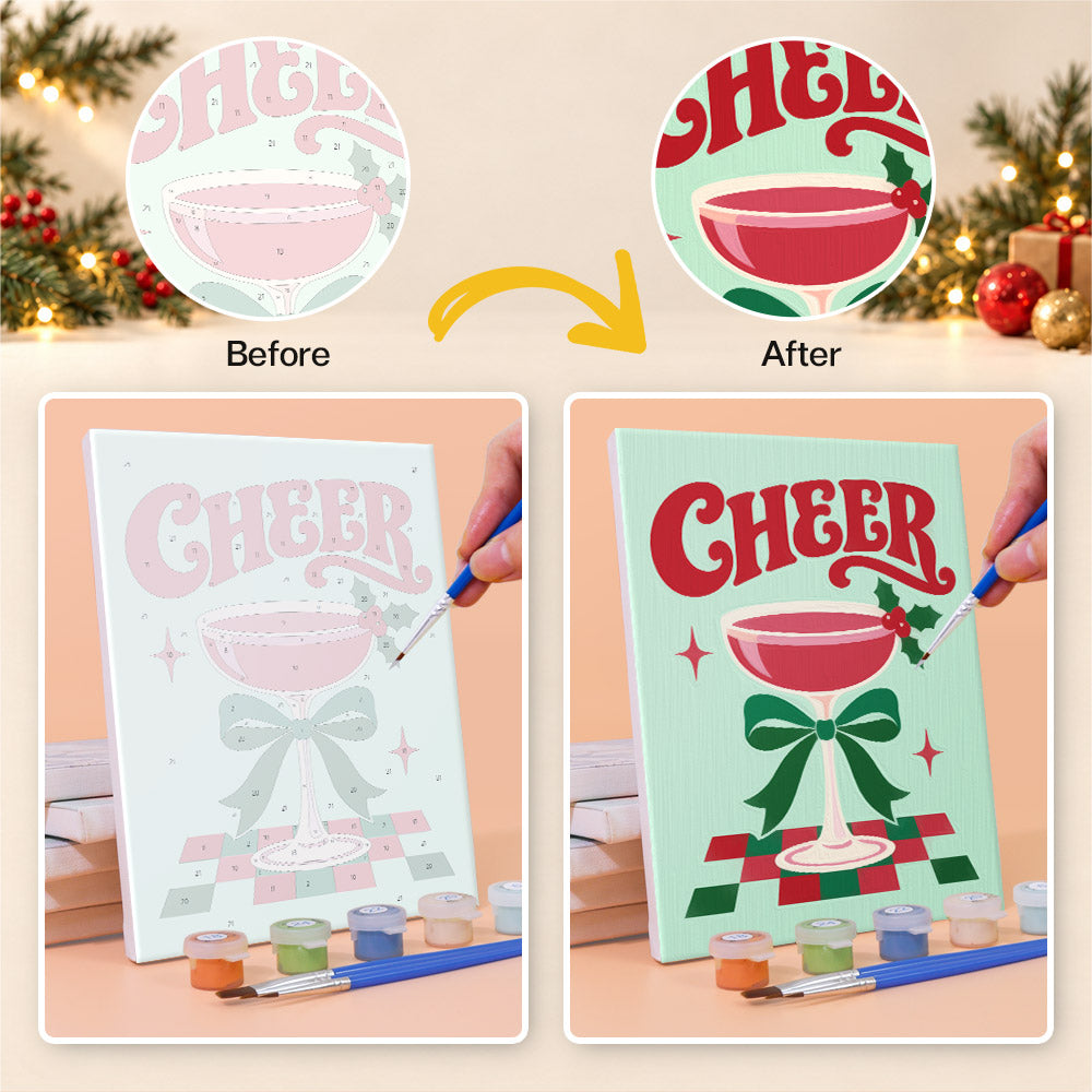 Bow-Tied Holiday Drinks and Cheer (Mini Paint by Numbers)