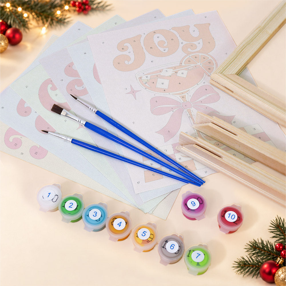 Bow-Tied Holiday Drinks and Cheer (Mini Paint by Numbers)