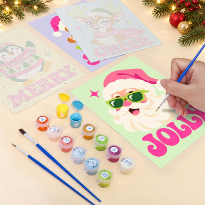 Hot Pink Jolly Santa and Friends (Mini Paint by Numbers)