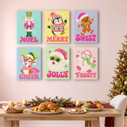 Hot Pink Jolly Santa and Friends (Mini Paint by Numbers)