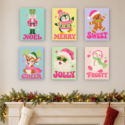 Hot Pink Jolly Santa and Friends (Mini Paint by Numbers)