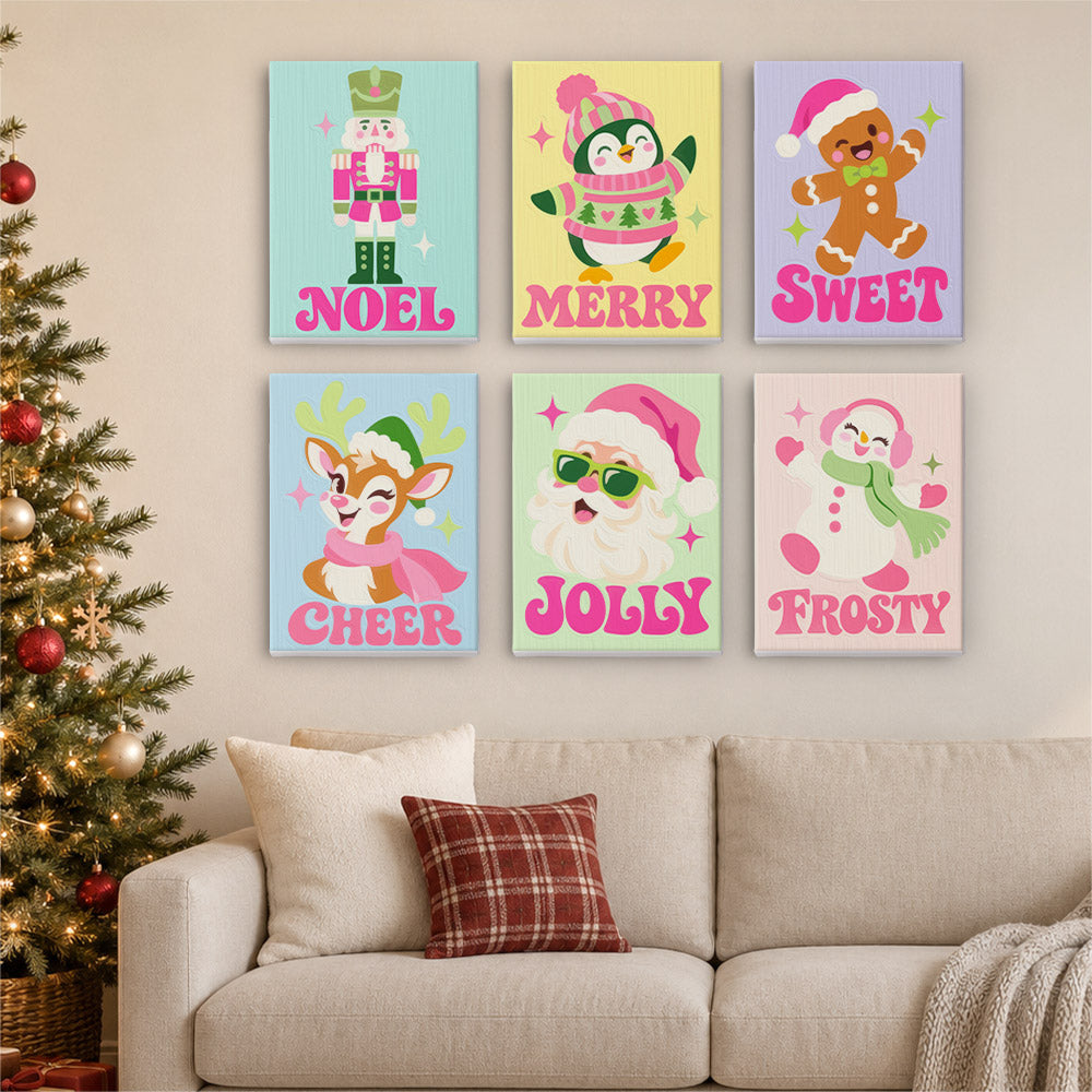 Hot Pink Jolly Santa and Friends (Mini Paint by Numbers)