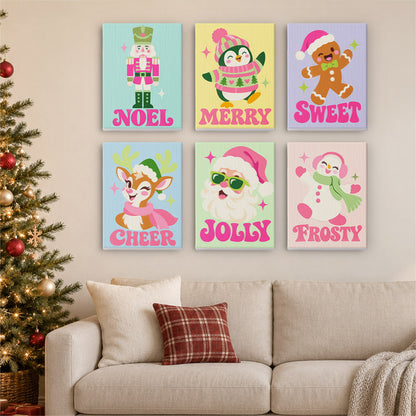 Hot Pink Jolly Santa and Friends (Mini Paint by Numbers)