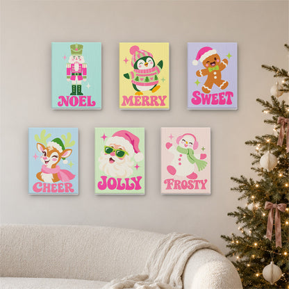 Hot Pink Jolly Santa and Friends (Mini Paint by Numbers)