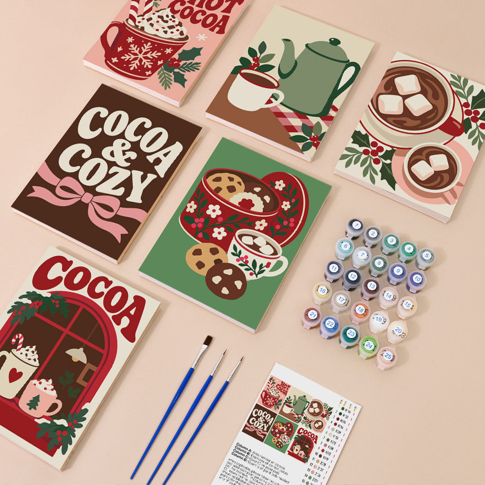 Cocoa and Cozy Marshmallow Mugs (Mini Paint by Numbers)
