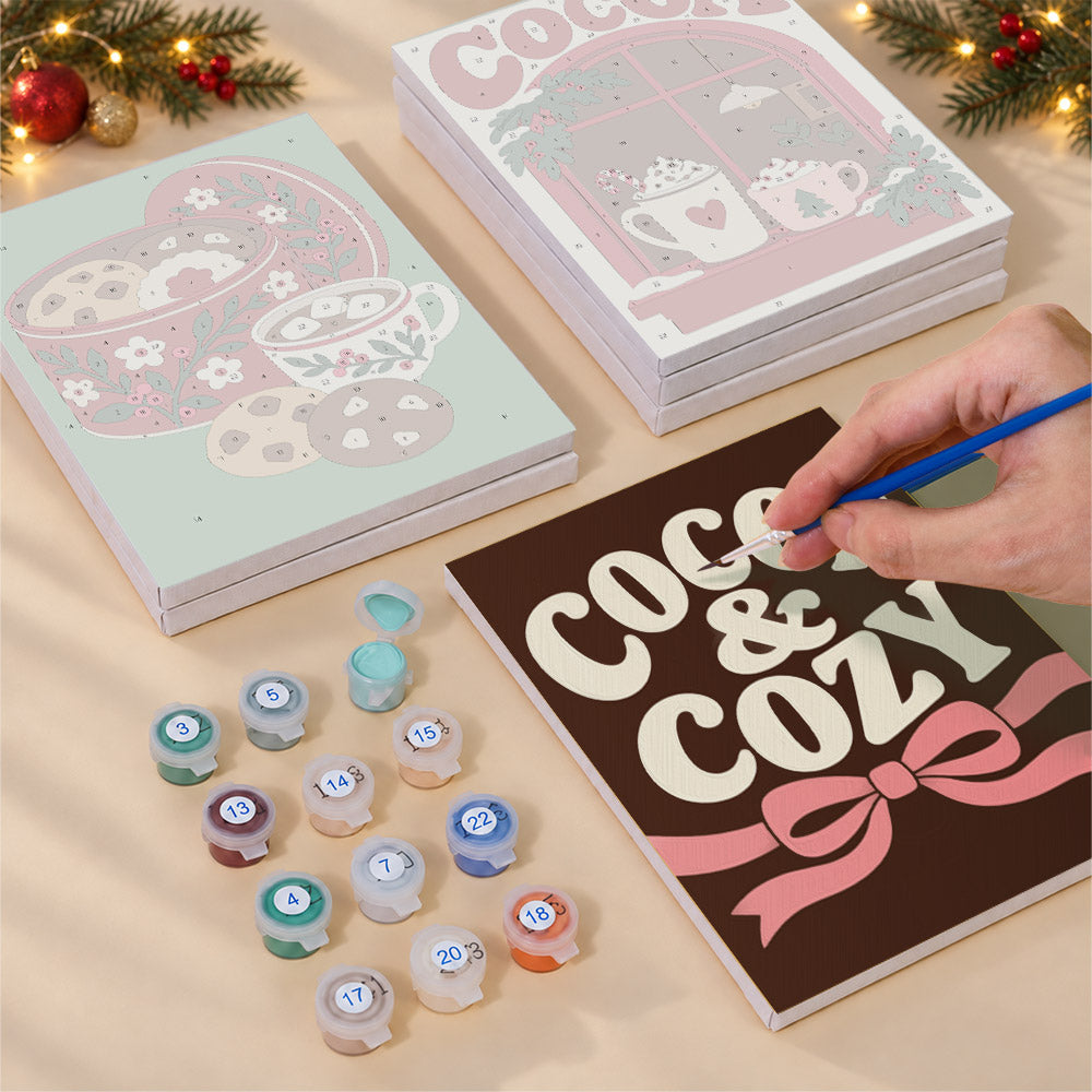Cocoa and Cozy Marshmallow Mugs (Mini Paint by Numbers)