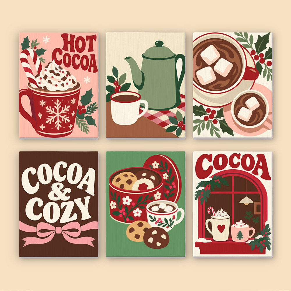 Cocoa and Cozy Marshmallow Mugs (Mini Paint by Numbers)