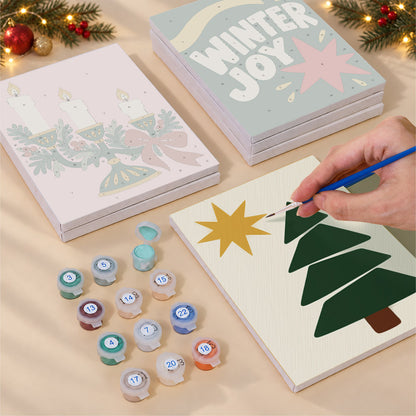 Winter Joy Snowflake and Candles (Mini Paint by Numbers)