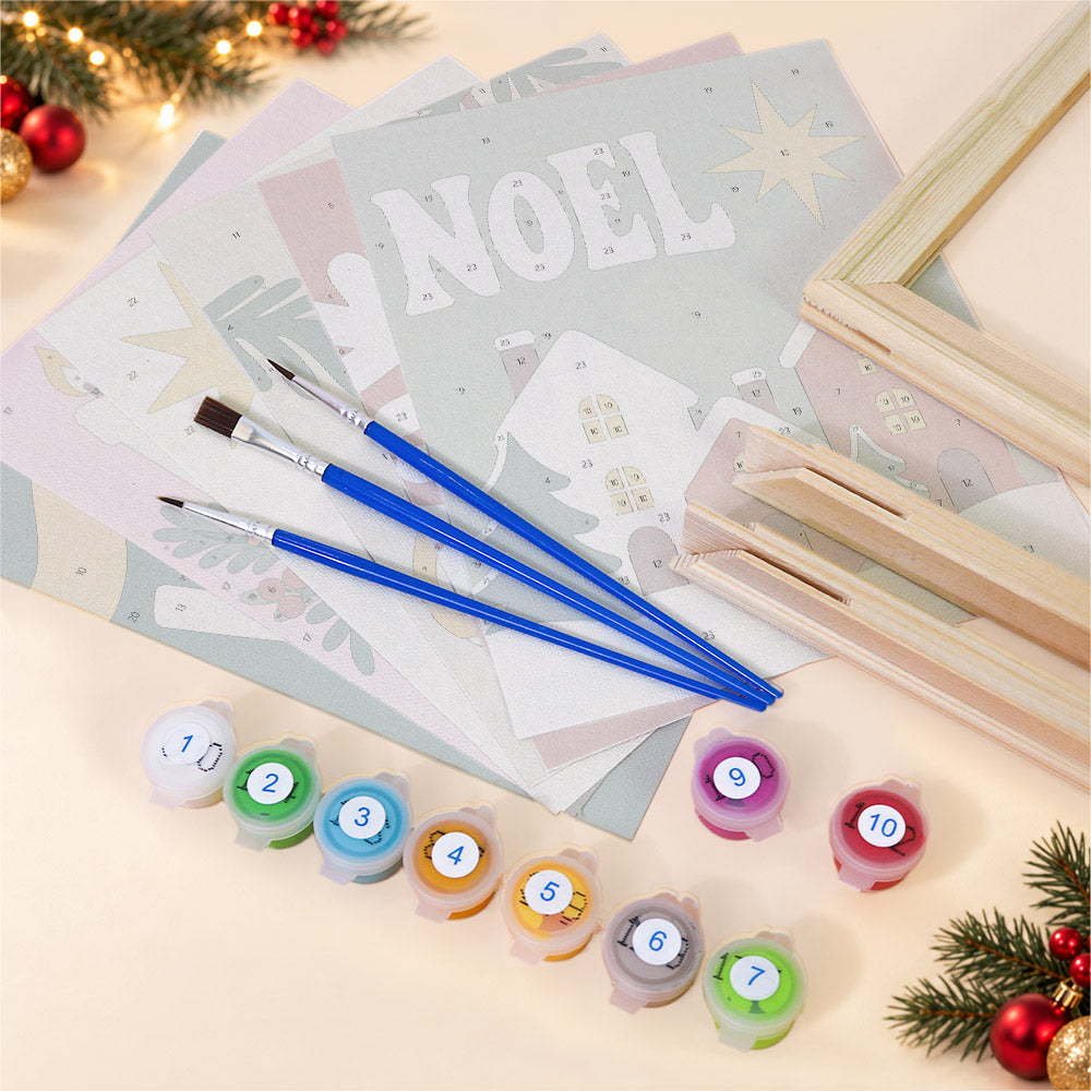 Winter Joy Snowflake and Candles (Mini Paint by Numbers)