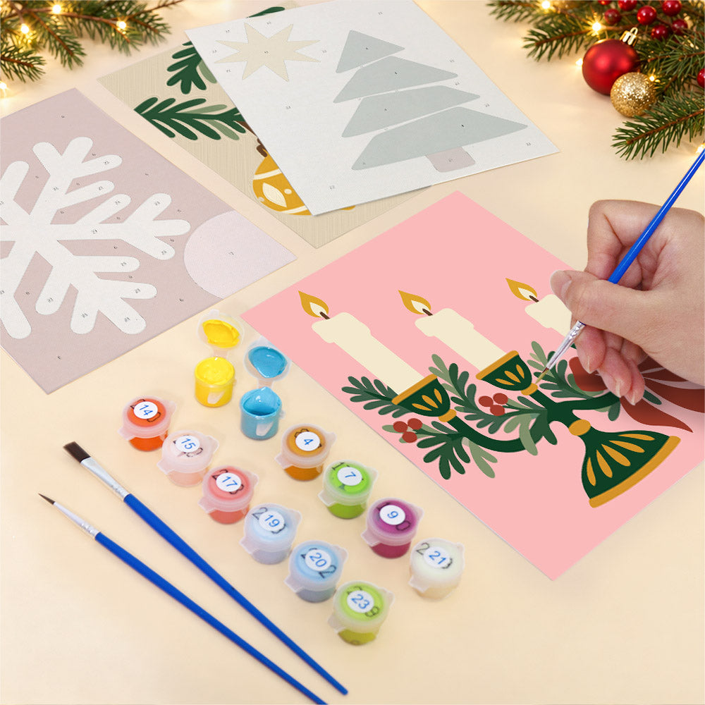 Winter Joy Snowflake and Candles (Mini Paint by Numbers)
