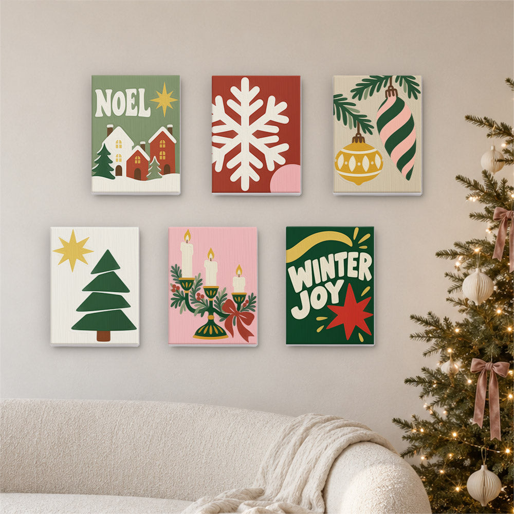Winter Joy Snowflake and Candles (Mini Paint by Numbers)