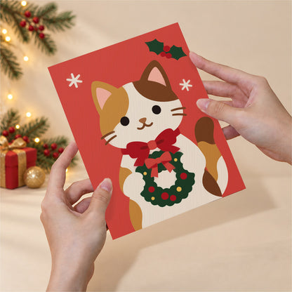 Santa Hat Puppy and Calico Cat (Mini Paint by Numbers)
