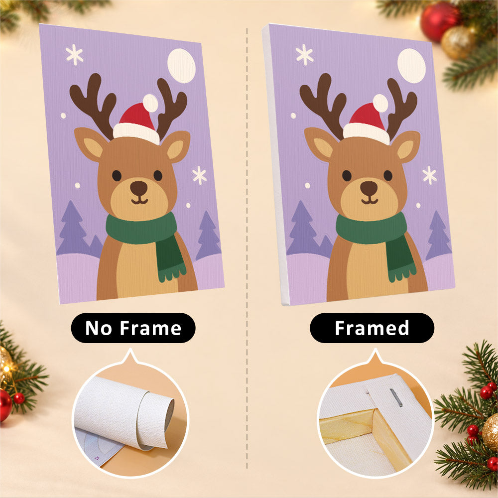 Santa Hat Puppy and Calico Cat (Mini Paint by Numbers)