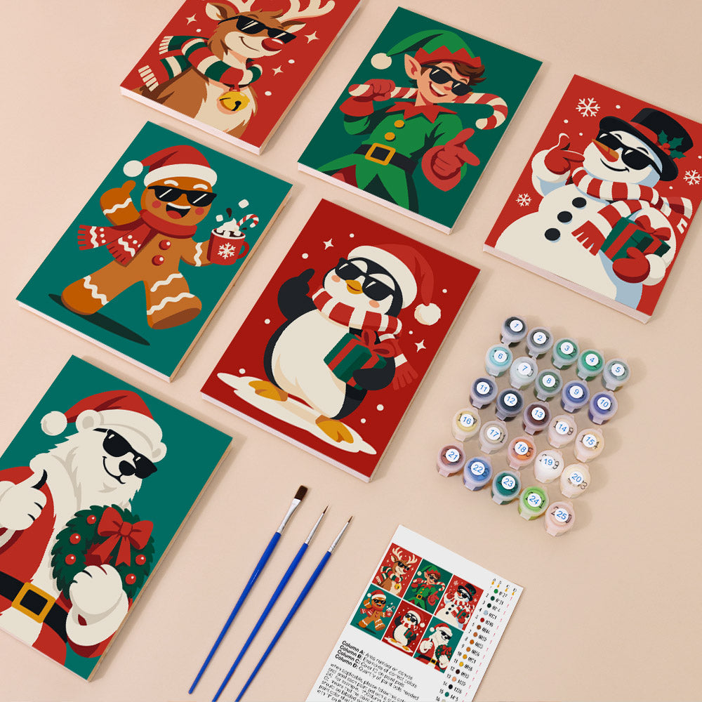 Cool Christmas Crew in Shades (Mini Paint by Numbers)