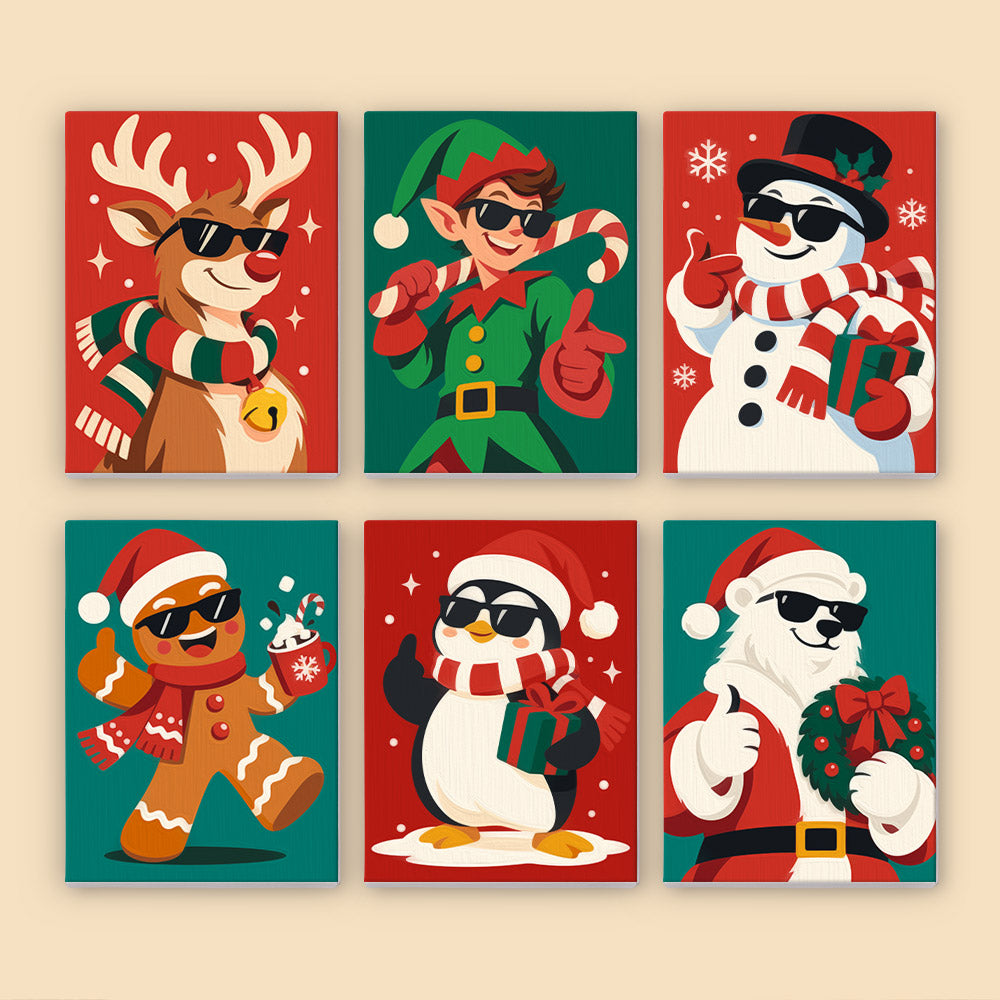 Cool Christmas Crew in Shades (Mini Paint by Numbers)