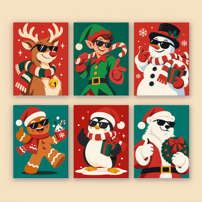 Cool Christmas Crew in Shades (Mini Paint by Numbers)