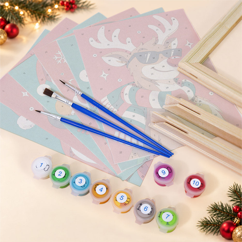 Cool Christmas Crew in Shades (Mini Paint by Numbers)
