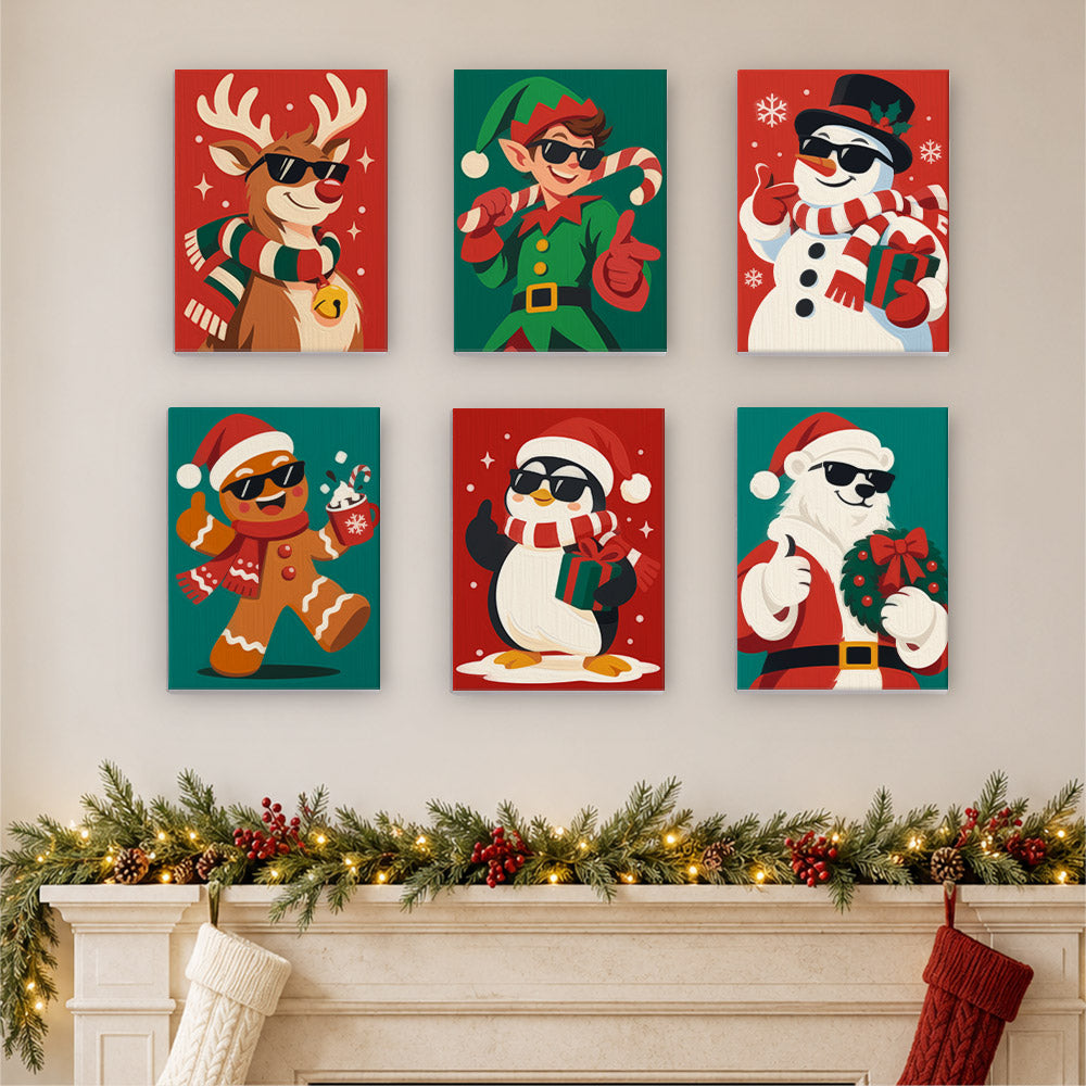 Cool Christmas Crew in Shades (Mini Paint by Numbers)
