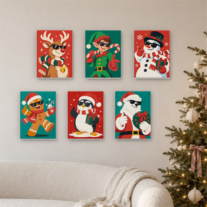 Cool Christmas Crew in Shades (Mini Paint by Numbers)