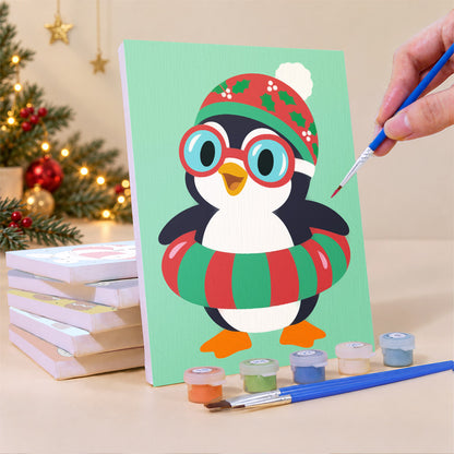 Snowman and Penguin Pool Party (Mini Paint by Numbers)