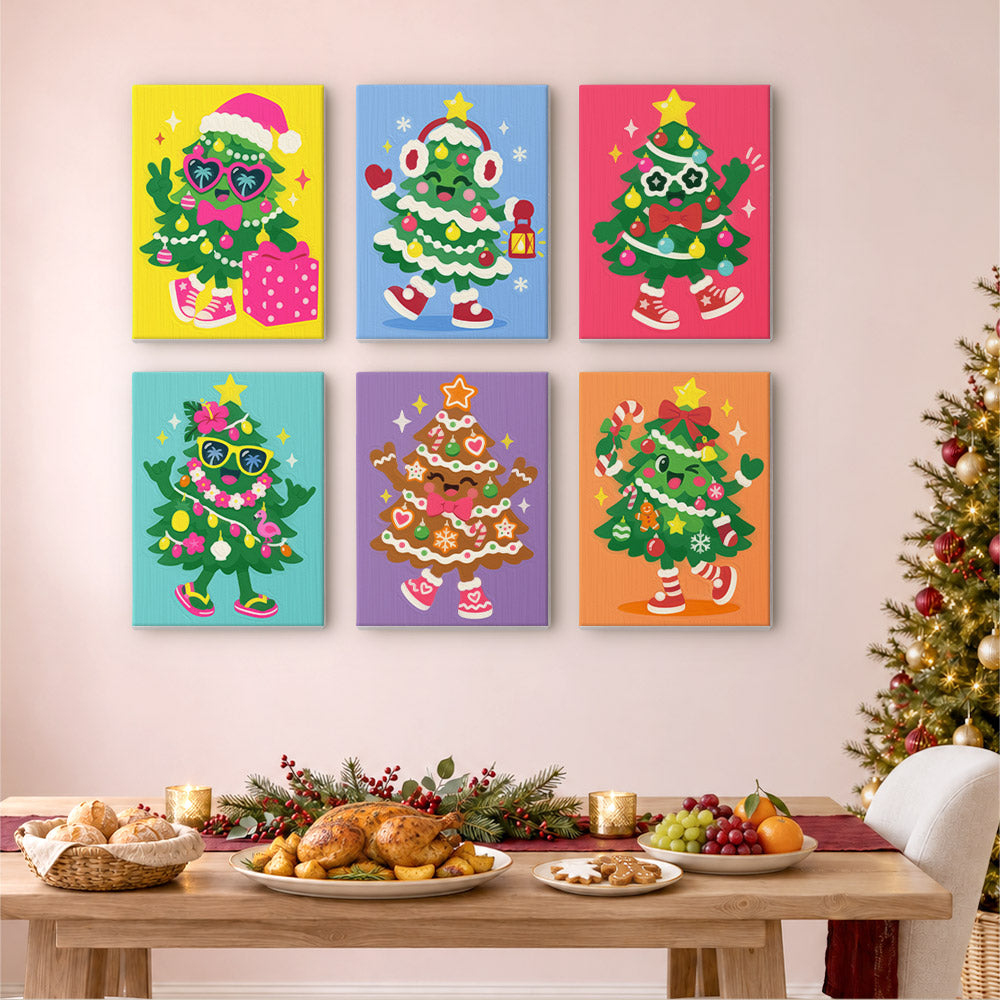 Sneaker-Wearing Christmas Trees (Mini Paint by Numbers)