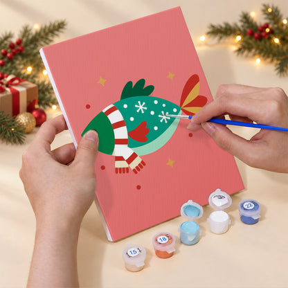 Festive Fish in Santa Hats (Mini Paint by Numbers)