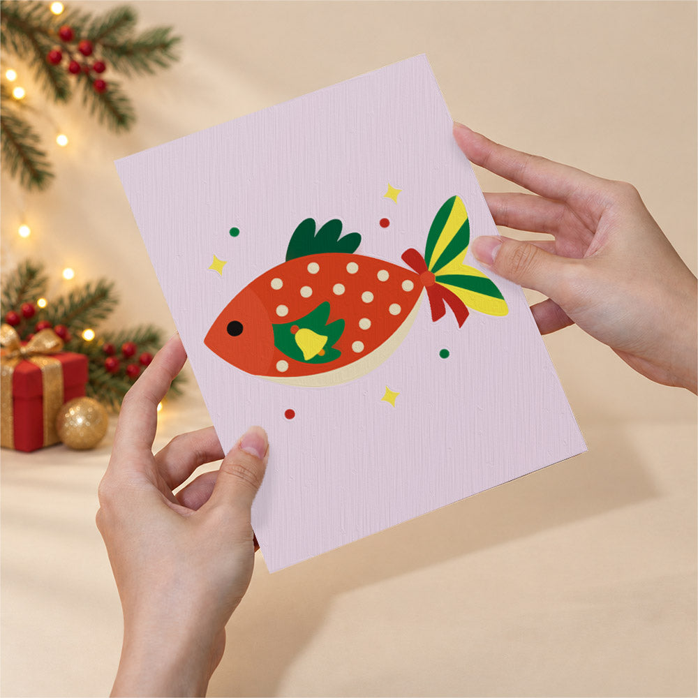 Festive Fish in Santa Hats (Mini Paint by Numbers)