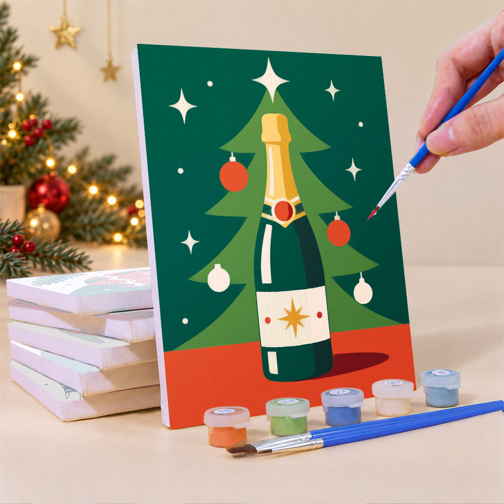 Retro Red Bells and Gingerbread (Mini Paint by Numbers)