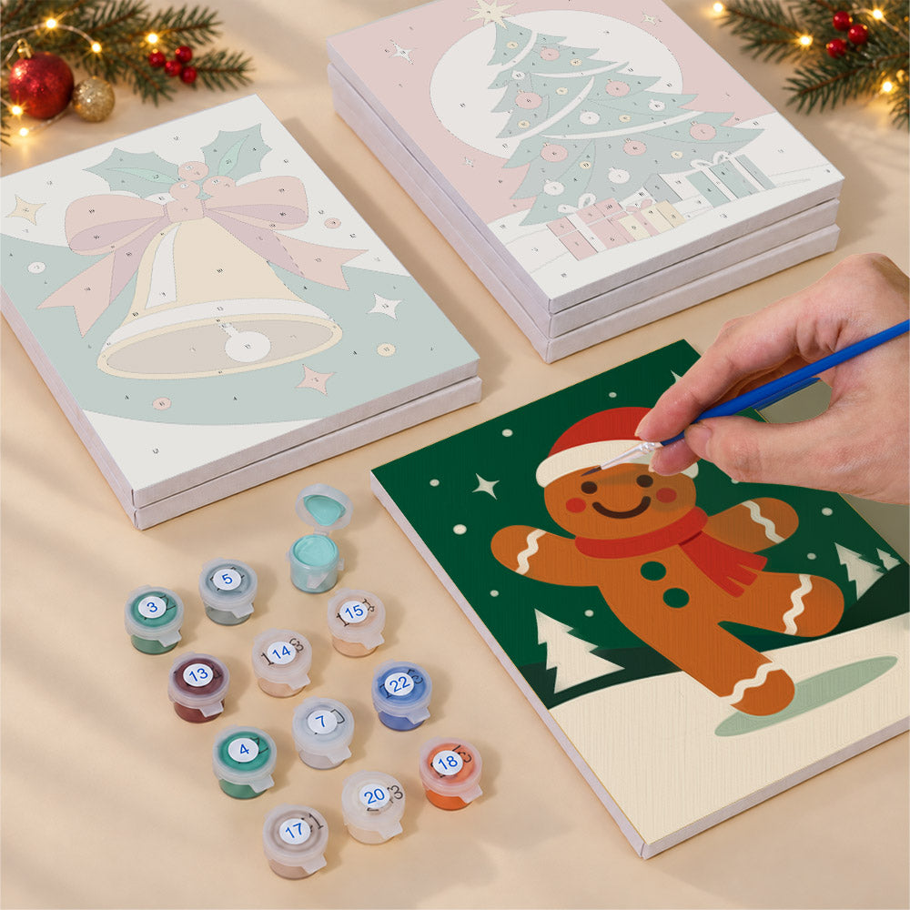Retro Red Bells and Gingerbread (Mini Paint by Numbers)
