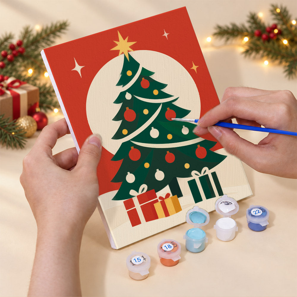 Retro Red Bells and Gingerbread (Mini Paint by Numbers)
