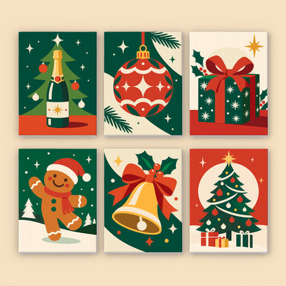 Retro Red Bells and Gingerbread (Mini Paint by Numbers)