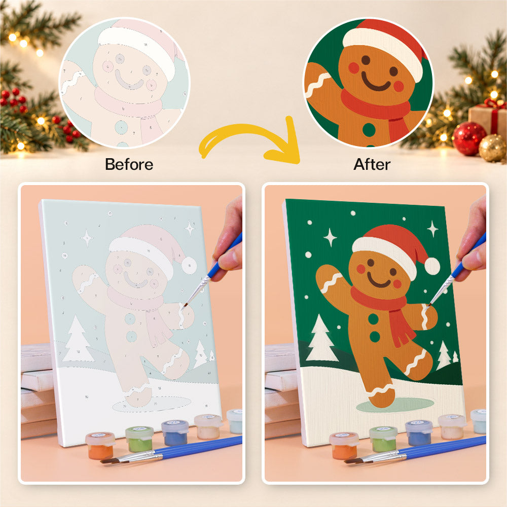 Retro Red Bells and Gingerbread (Mini Paint by Numbers)