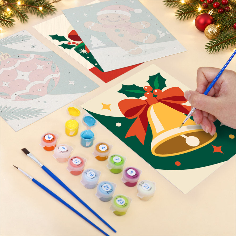 Retro Red Bells and Gingerbread (Mini Paint by Numbers)
