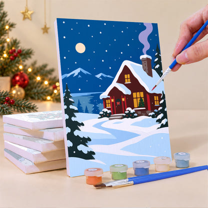 Snowy Village Gazebo and Chapel (Mini Paint by Numbers)