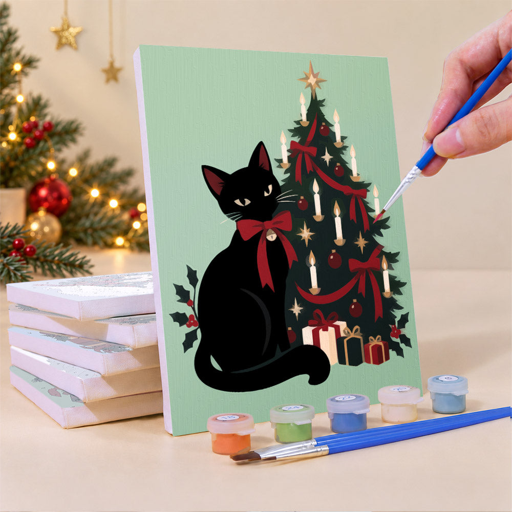 Gothic Christmas Cat and Raven (Mini Paint by Numbers)