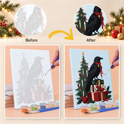 Gothic Christmas Cat and Raven (Mini Paint by Numbers)